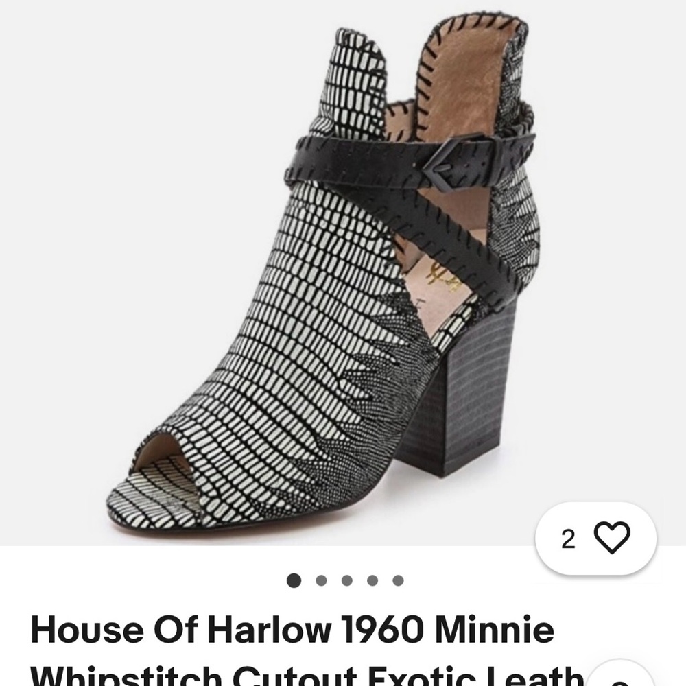 House of Harlow 1960 Minnie Whipstitch Cutout Block Heel Booties